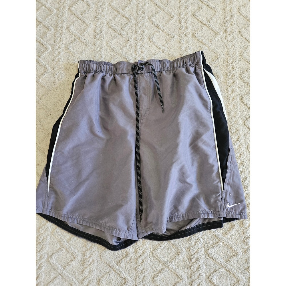 Nike Mens Grey Black Swim Trunks Board Shorts Mesh Liner NESS7421‎ XL